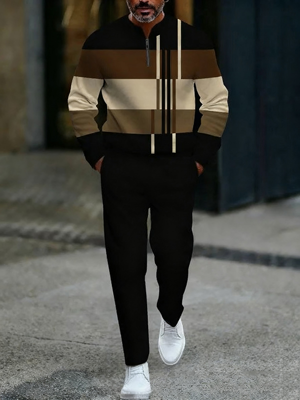 Long Sleeve Zipper Two-piece Set