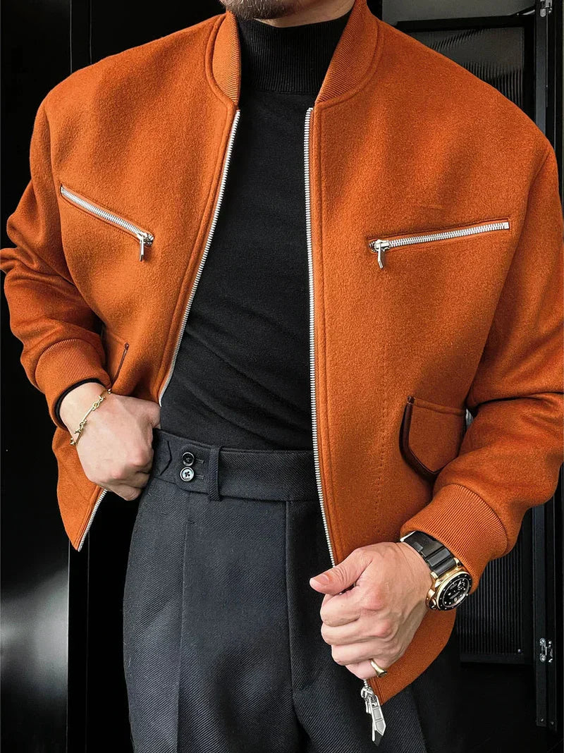 Oversized Collared Cashmere Blend Jacket, Detachable Goose‑Down Liner