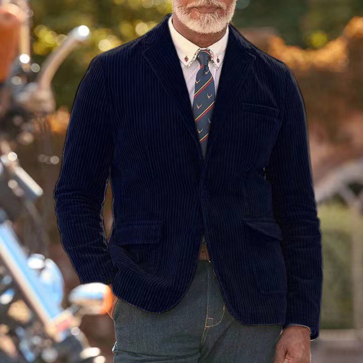Men's Corduroy Vintage Blazer Casual Suit Jacket