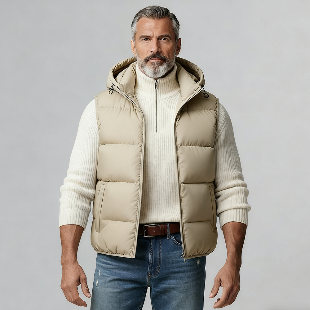 Plus-Size Men's Solid Color Cotton Vest Jacket