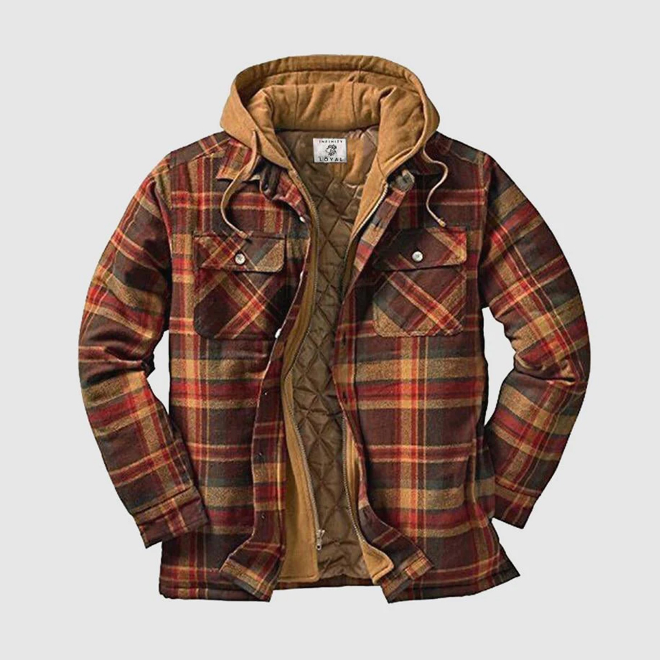 Quilted Thick Plaid Long-Sleeved Loose Jacket Men‘S Hoodie