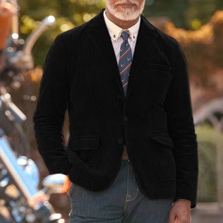 Men's Corduroy Vintage Blazer Casual Suit Jacket
