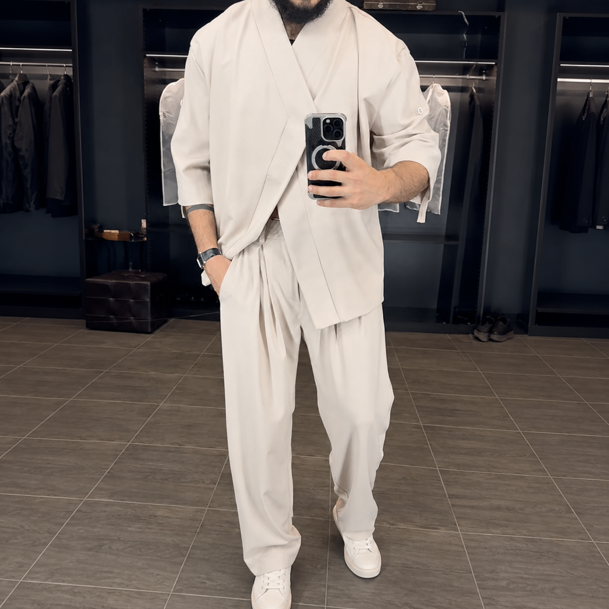 Premium Mandarin Collar 2-Piece Set | Old Money Style Breathable Set for Men