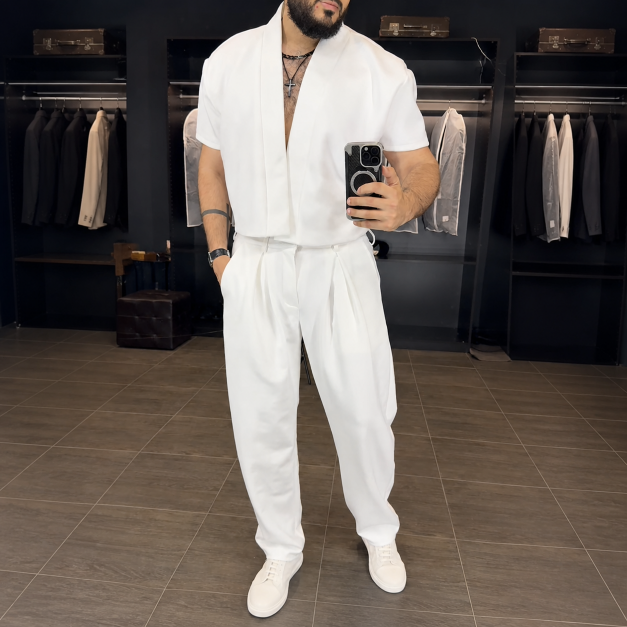 Premium Mandarin Collar 2-Piece Set | Old Money Style Breathable Set for Men