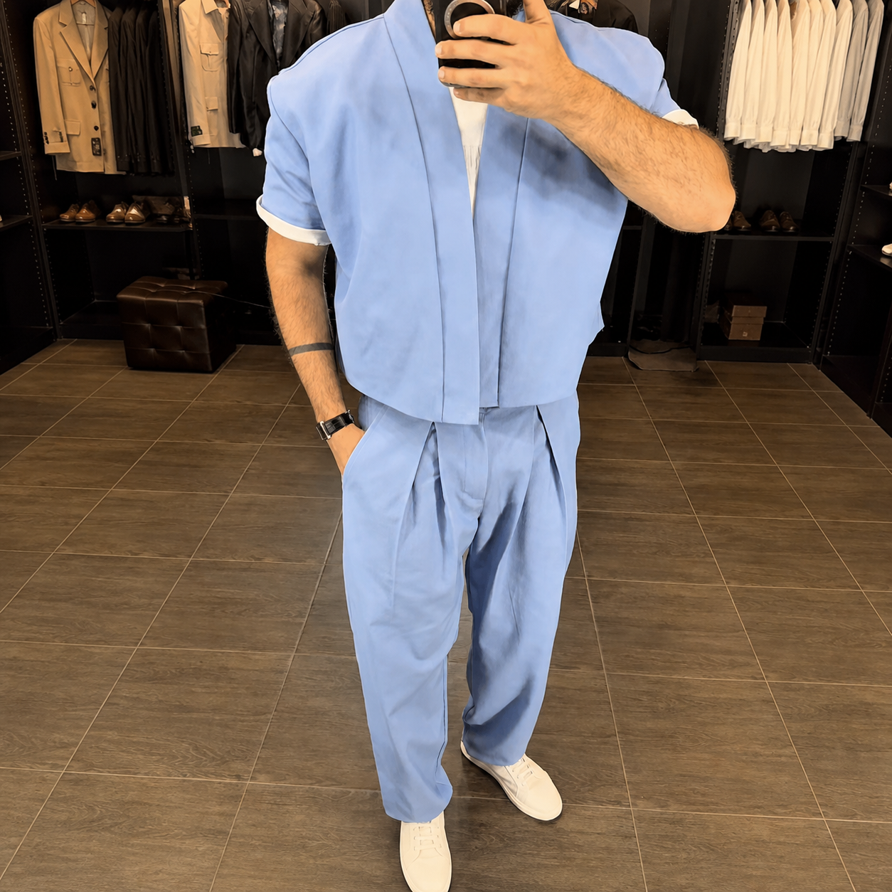 Premium Mandarin Collar 2-Piece Set | Old Money Style Breathable Set for Men