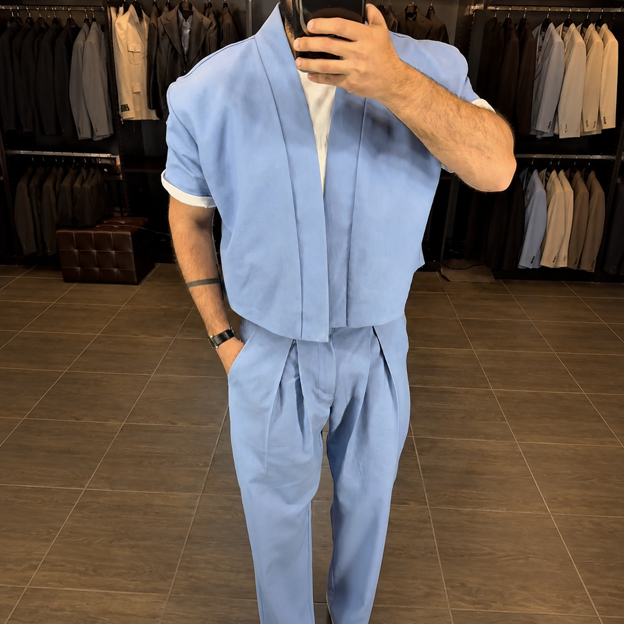 Premium Mandarin Collar 2-Piece Set | Old Money Style Breathable Set for Men