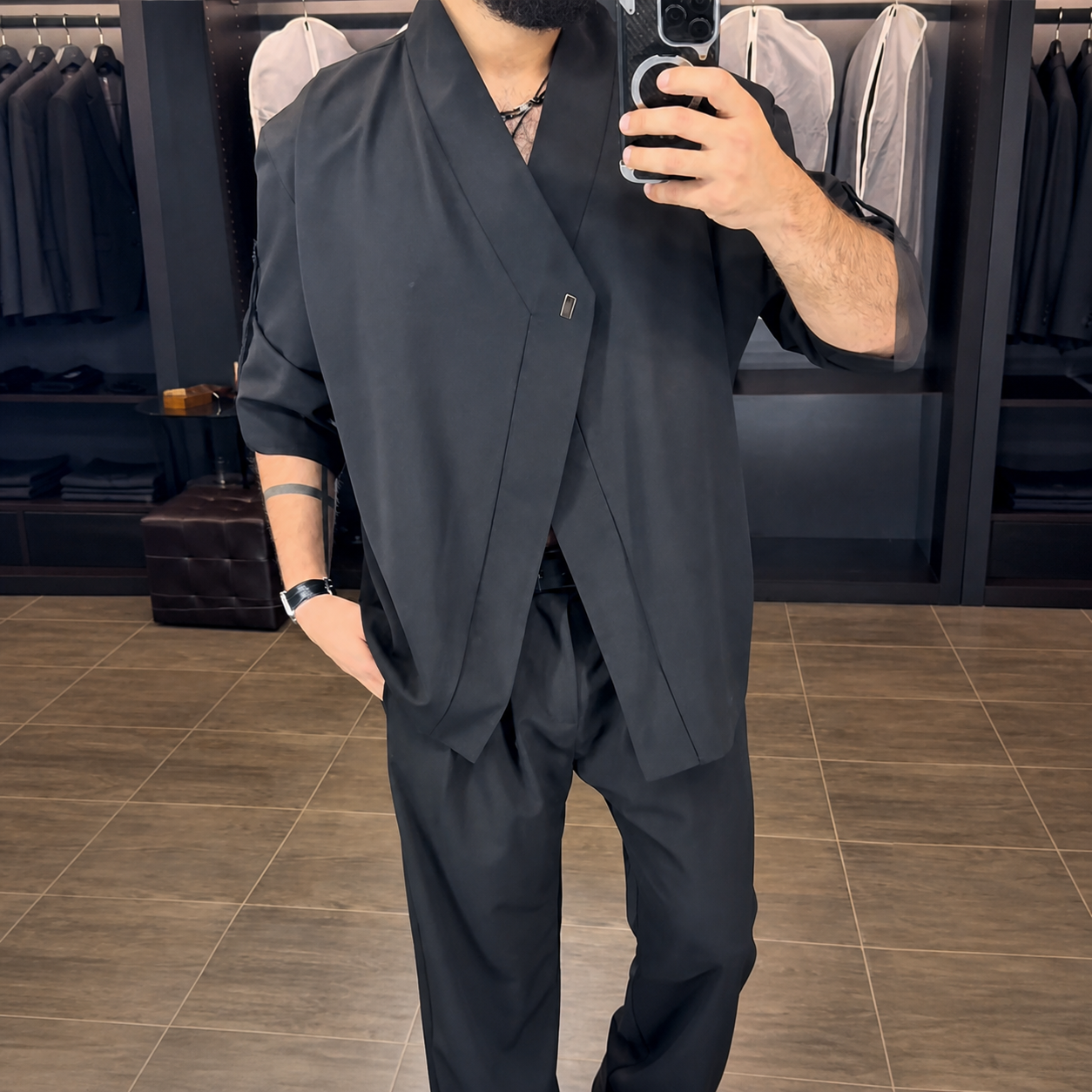 Premium Mandarin Collar 2-Piece Set | Old Money Style Breathable Set for Men