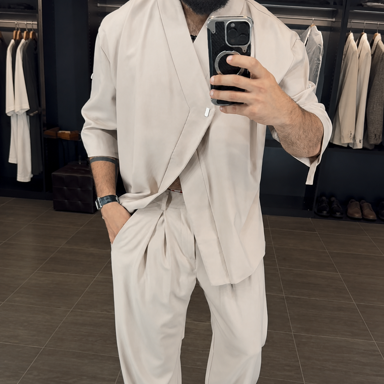 Premium Mandarin Collar 2-Piece Set | Old Money Style Breathable Set for Men
