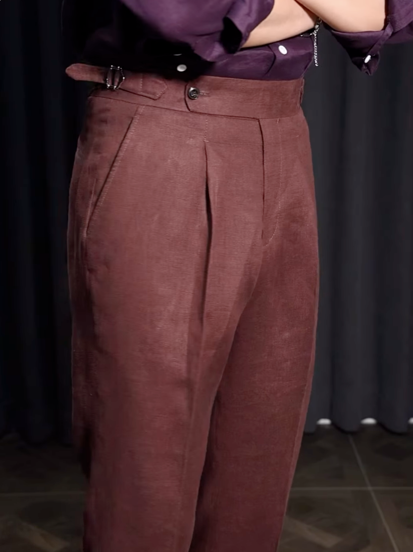 Men’s Neapolitan Vintage High-Waisted Straight-Leg Trousers