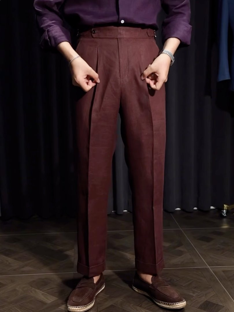 Men’s Neapolitan Vintage High-Waisted Straight-Leg Trousers
