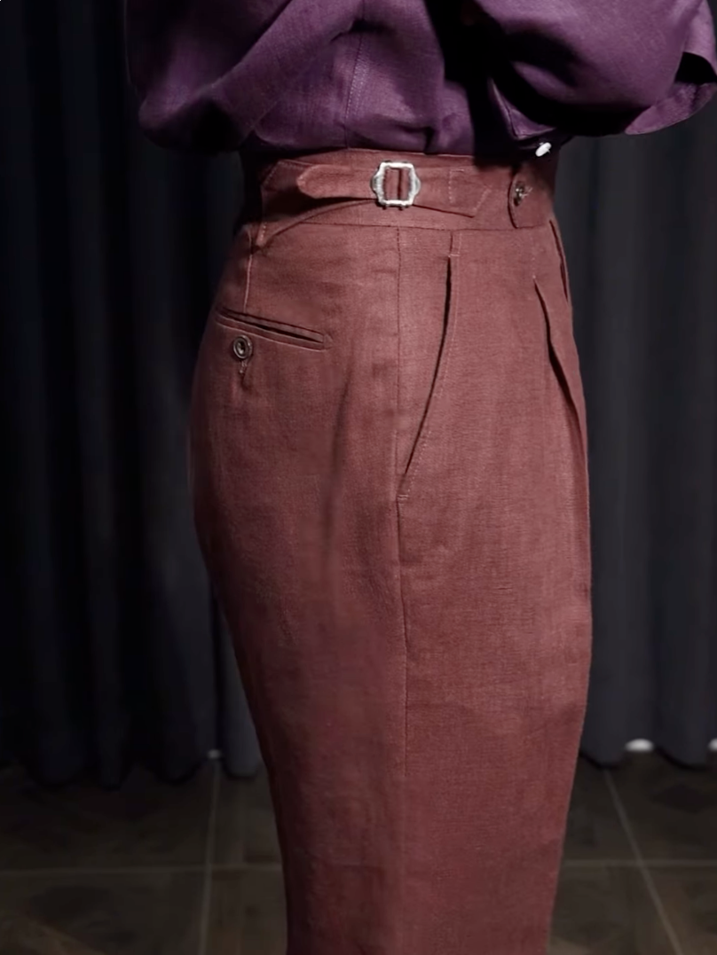 Men’s Neapolitan Vintage High-Waisted Straight-Leg Trousers