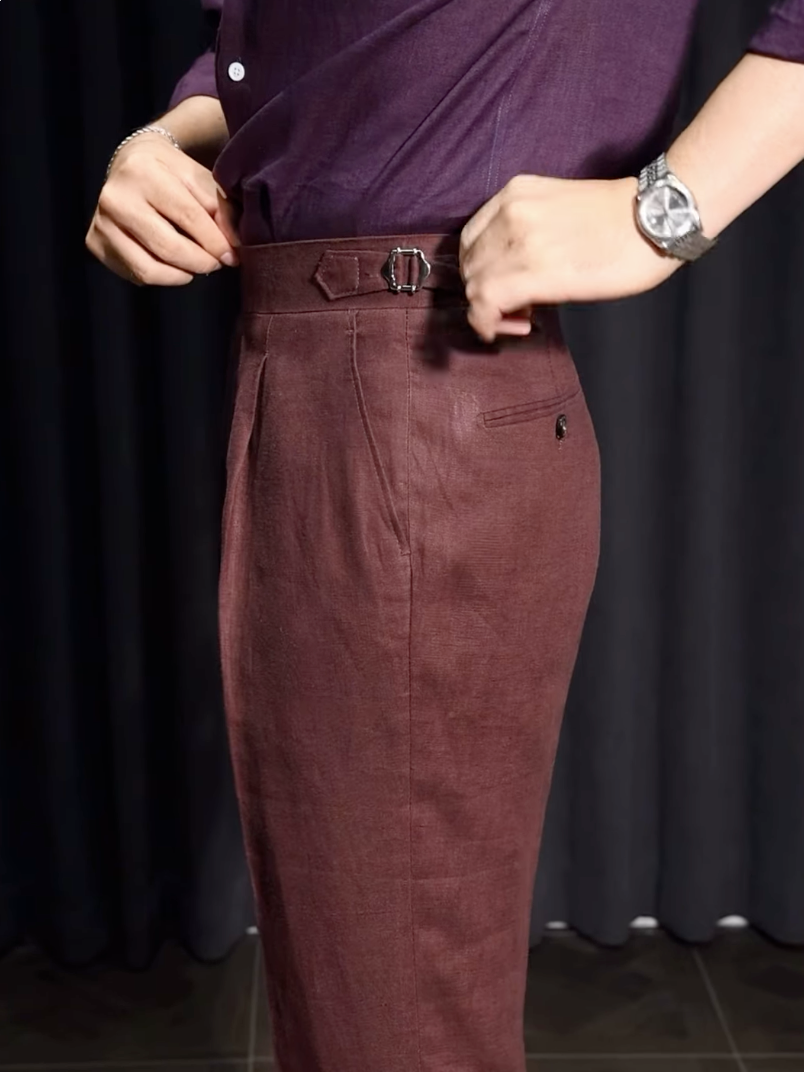 Men’s Neapolitan Vintage High-Waisted Straight-Leg Trousers