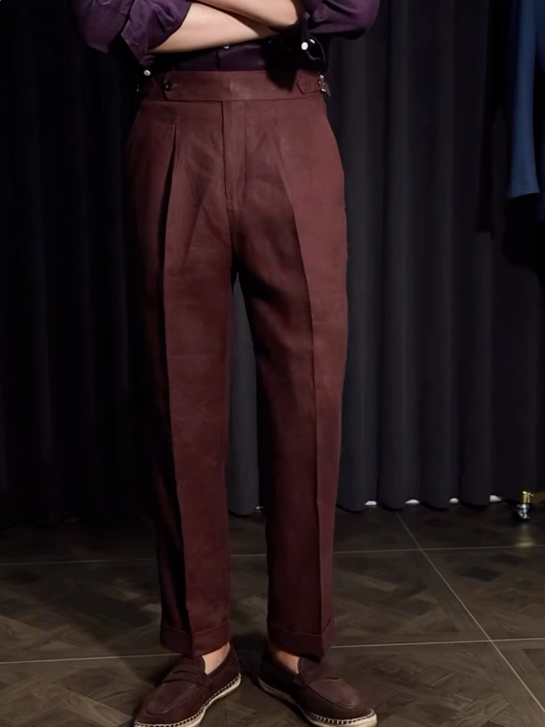 Men’s Neapolitan Vintage High-Waisted Straight-Leg Trousers