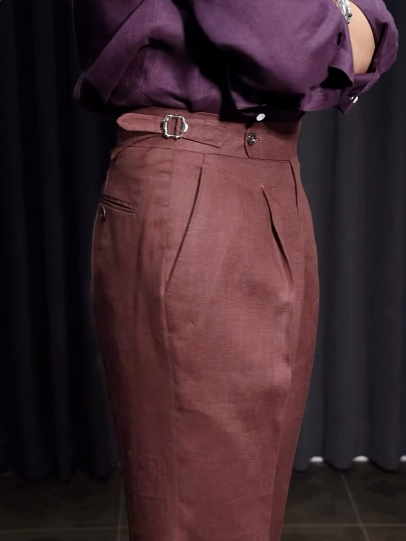 Men’s Neapolitan Vintage High-Waisted Straight-Leg Trousers