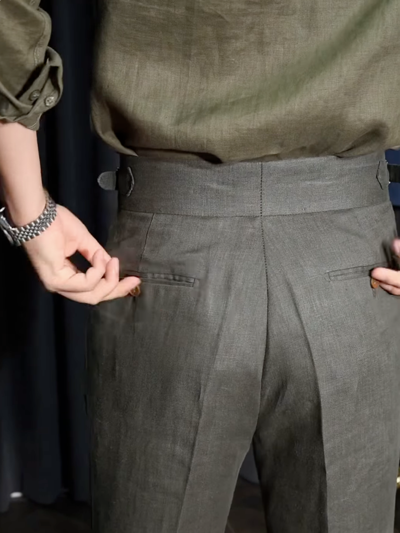 Men’s Neapolitan Vintage High-Waisted Straight-Leg Trousers