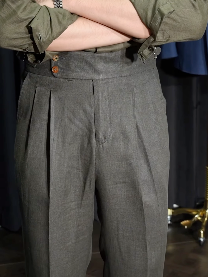 Men’s Neapolitan Vintage High-Waisted Straight-Leg Trousers