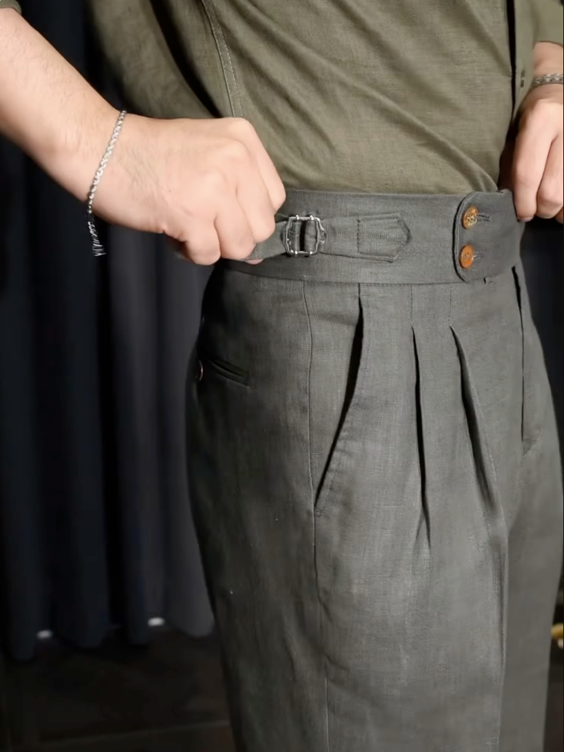 Men’s Neapolitan Vintage High-Waisted Straight-Leg Trousers