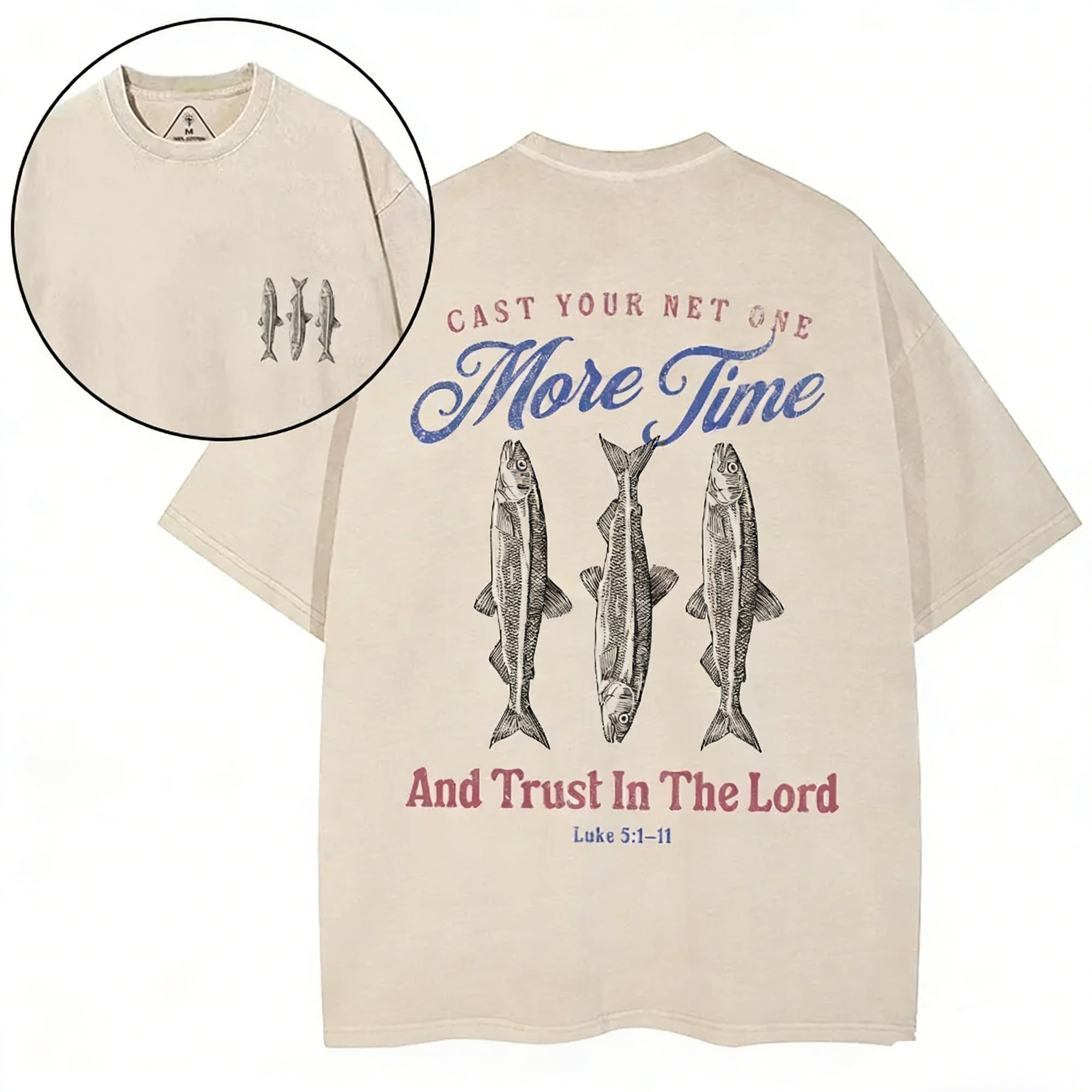 Cast Your Net One More Time Christian Washed T-Shirt