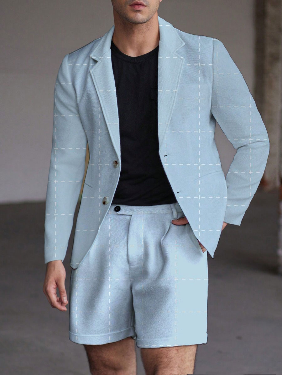 Men's Fashion Business Casual Geometric Printed Lapel Collar Long-Sleeved Two-Piece Suits