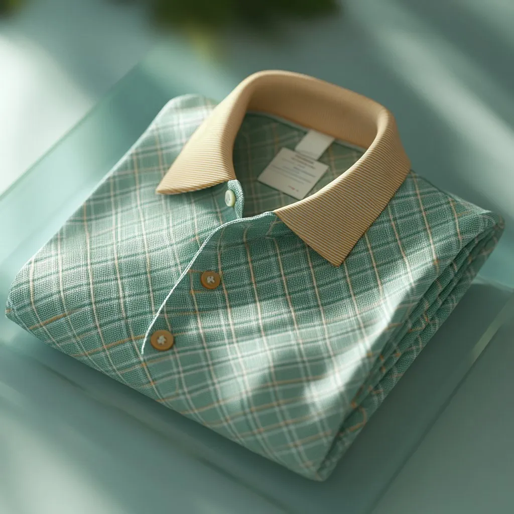 Men's Business Casual Jacquard Button Short Sleeve Polo Shirt