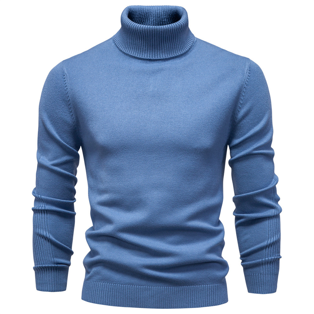 Men's Shirtssolid Color Turtleneck Pullover Sweater Tops