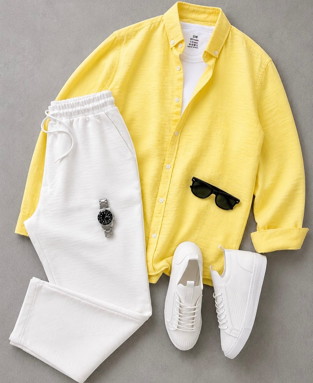 Men's Casual Long-Sleeve Shirt and Trousers Set