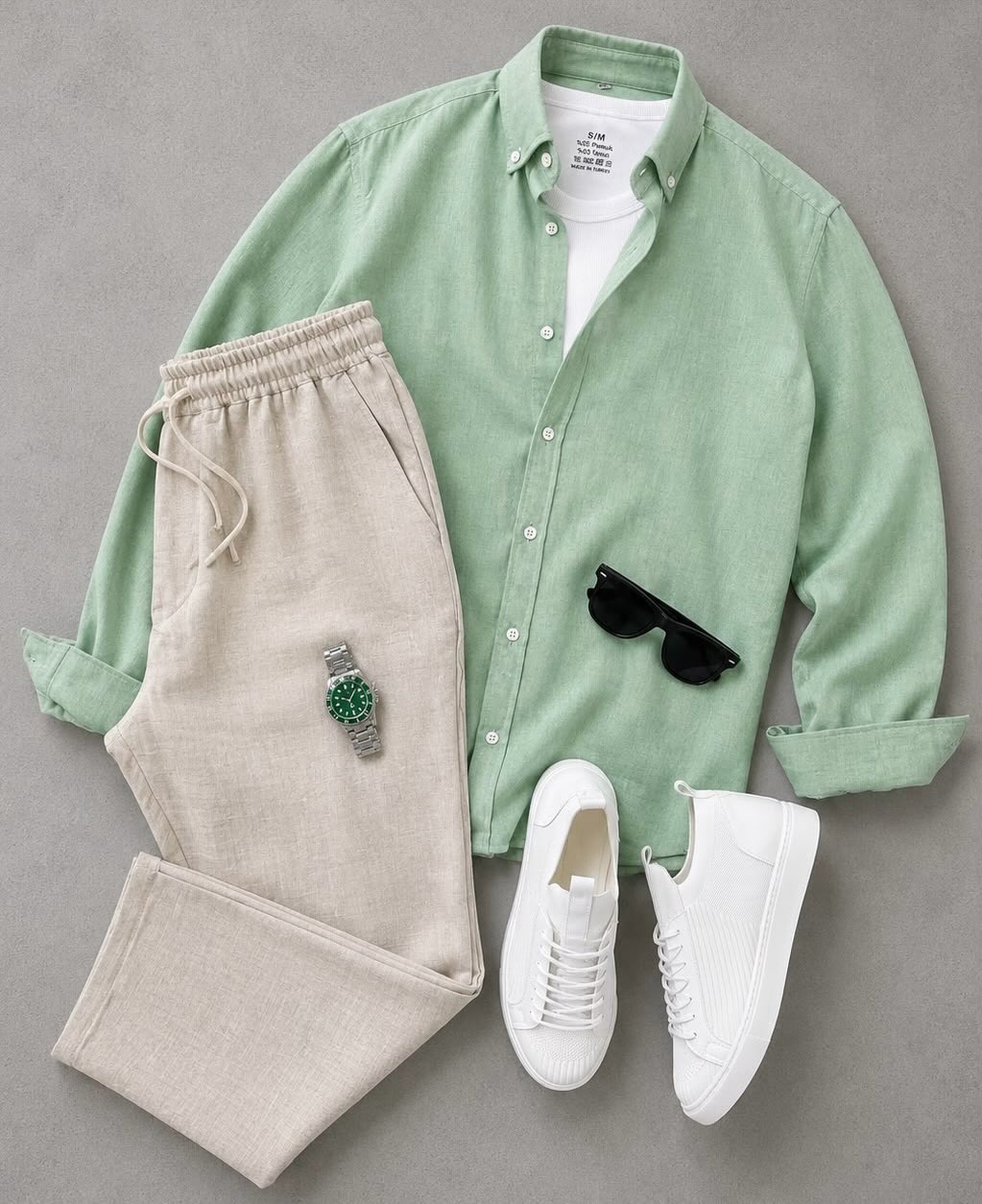 Men's Casual Long-Sleeve Shirt and Trousers Set