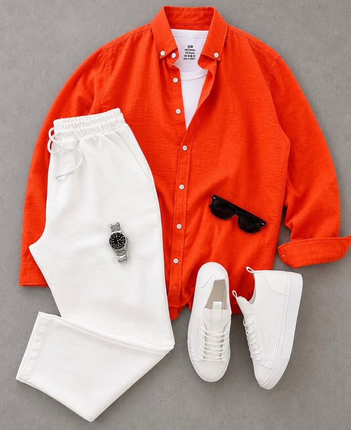 Men's Casual Long-Sleeve Shirt and Trousers Set