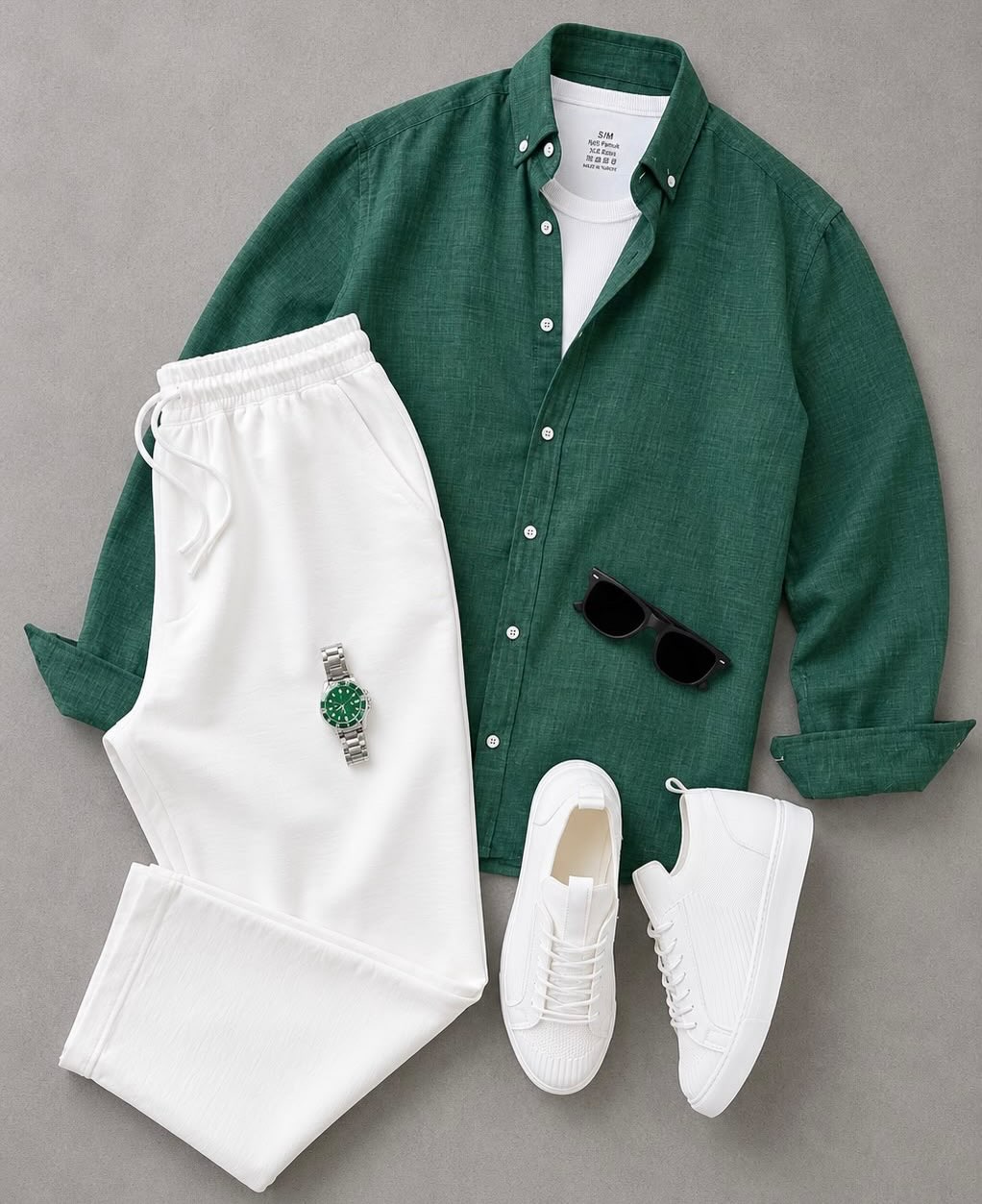 Men's Casual Long-Sleeve Shirt and Trousers Set