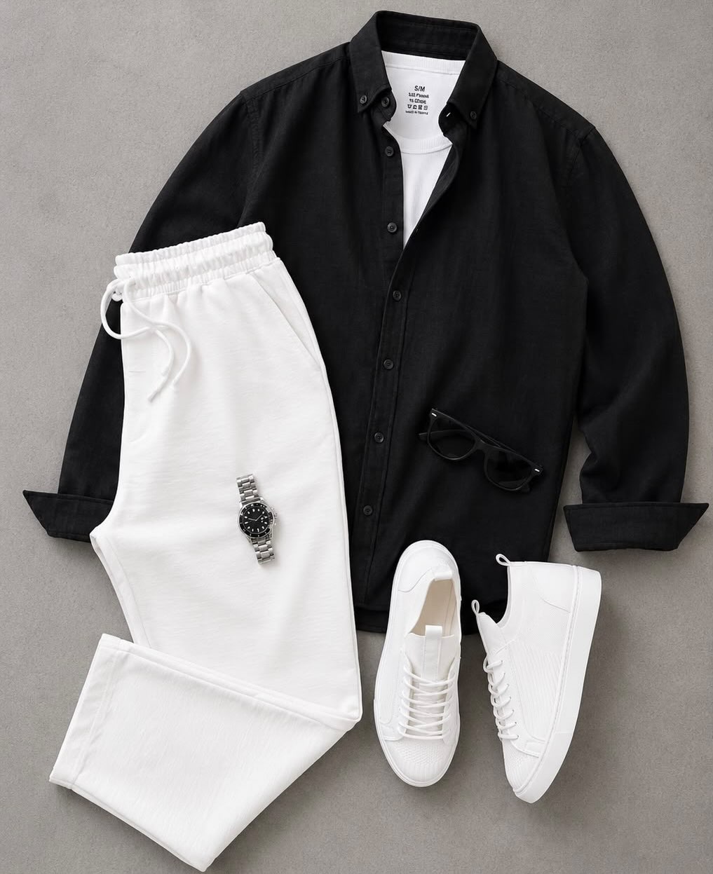 Men's Casual Long-Sleeve Shirt and Trousers Set