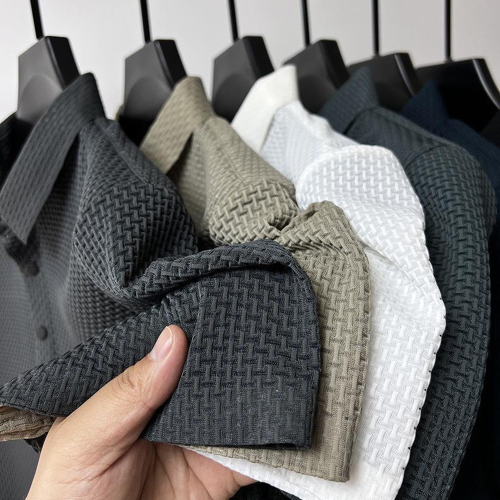 Men's Daily Breathable Button Short Sleeve Solid Polo Shirt