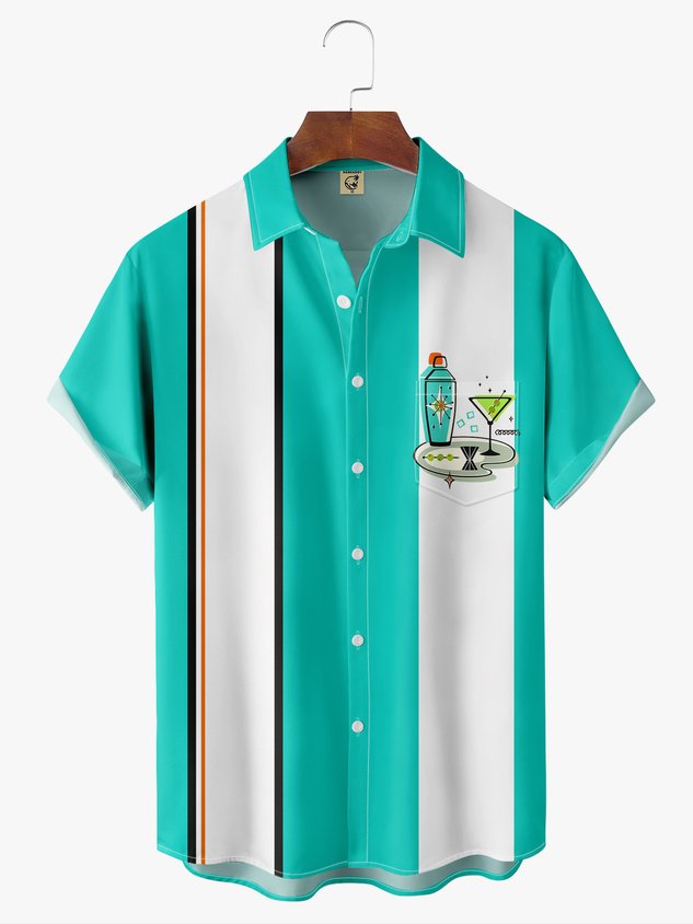 Hardaddy Men's Geometric Print Wrinkle Resistant Moisture Wicking Fabric Lapel Short Sleeve Hawaiian Shirt