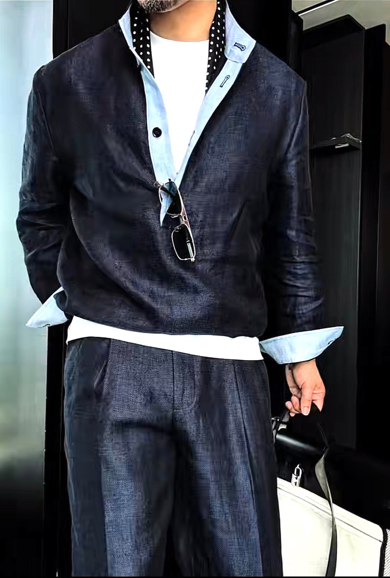 Premium Linen Mandarin Collar Suit