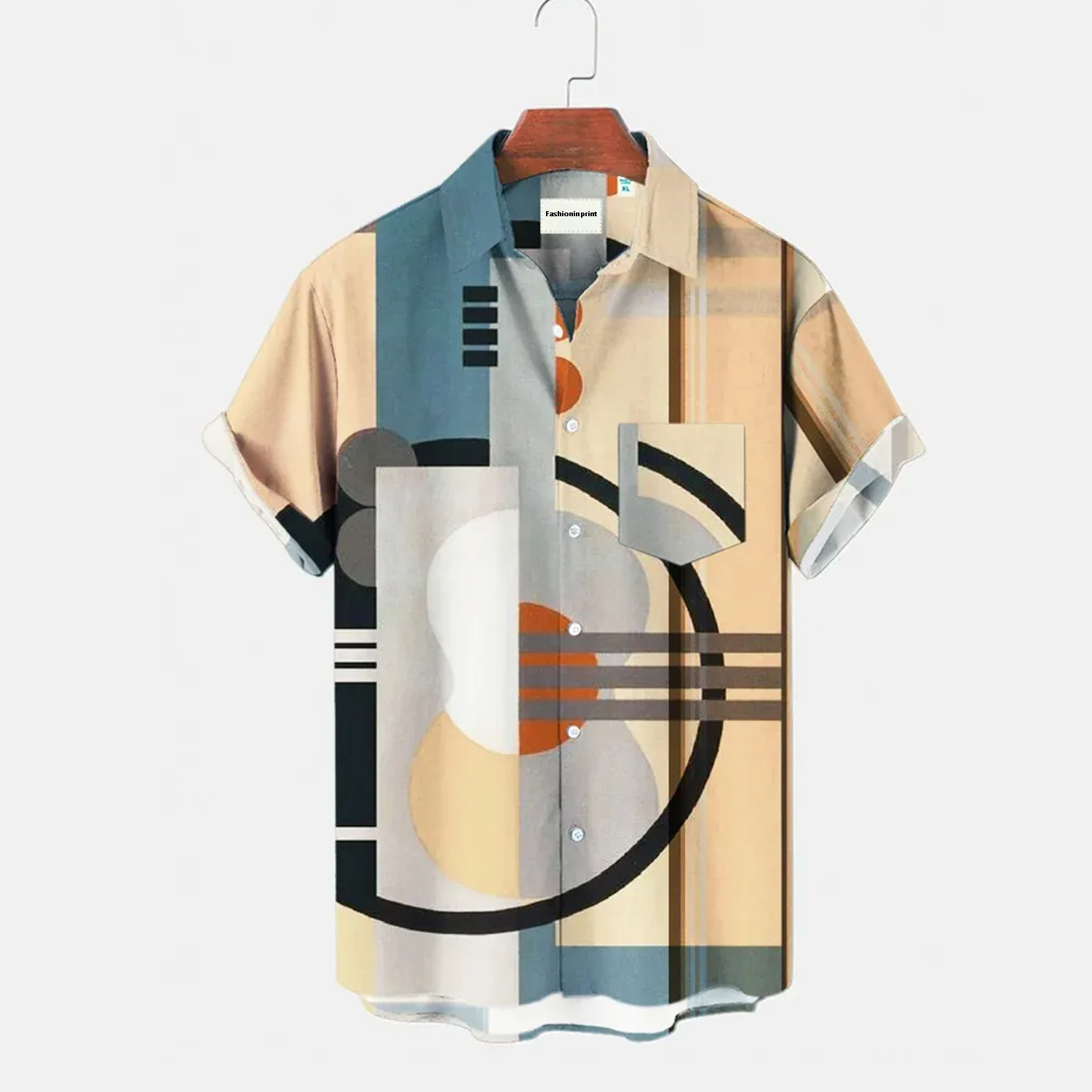 Men's Vintage Casual Shirts Geometric Art Tops
