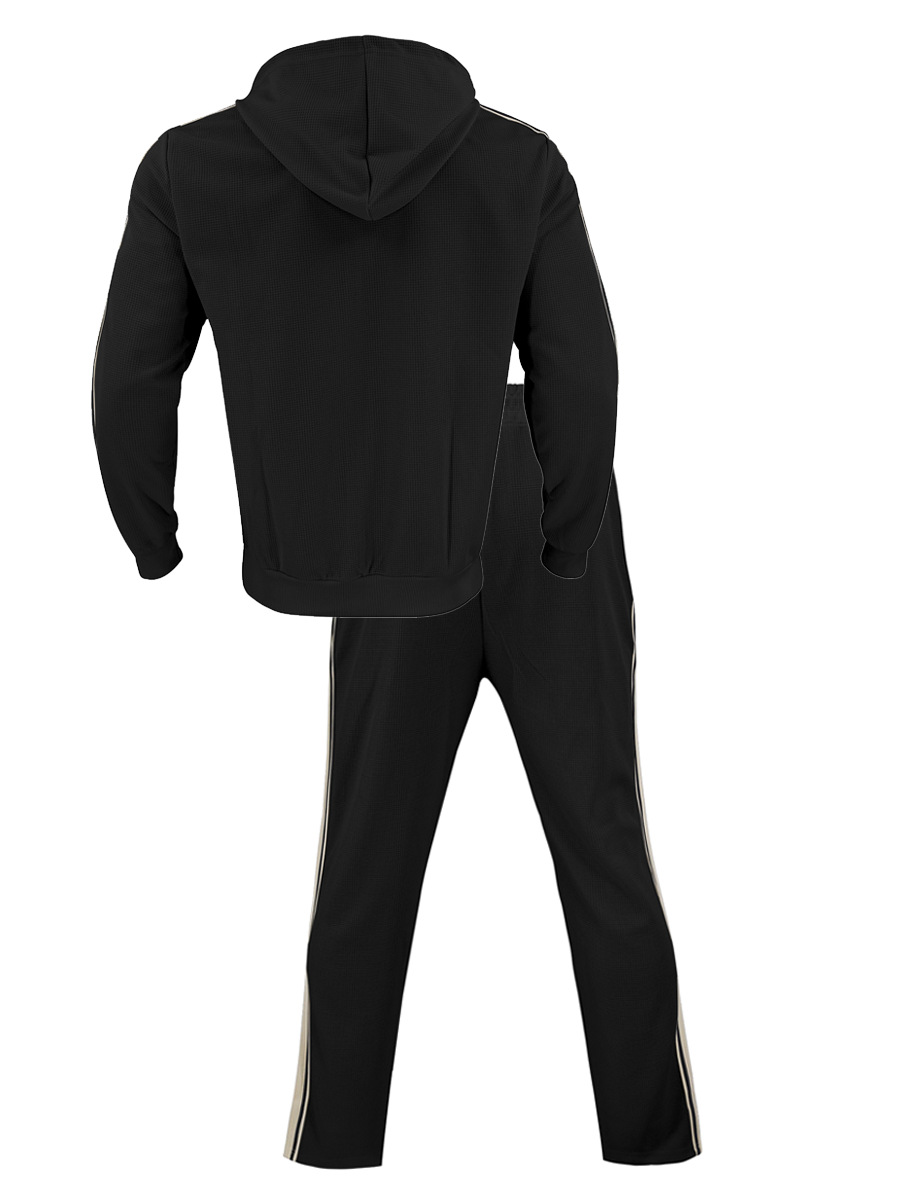 Men's Casual Color Matching Long Sleeved Hooded Jacket & Trousers Two-Piece Set