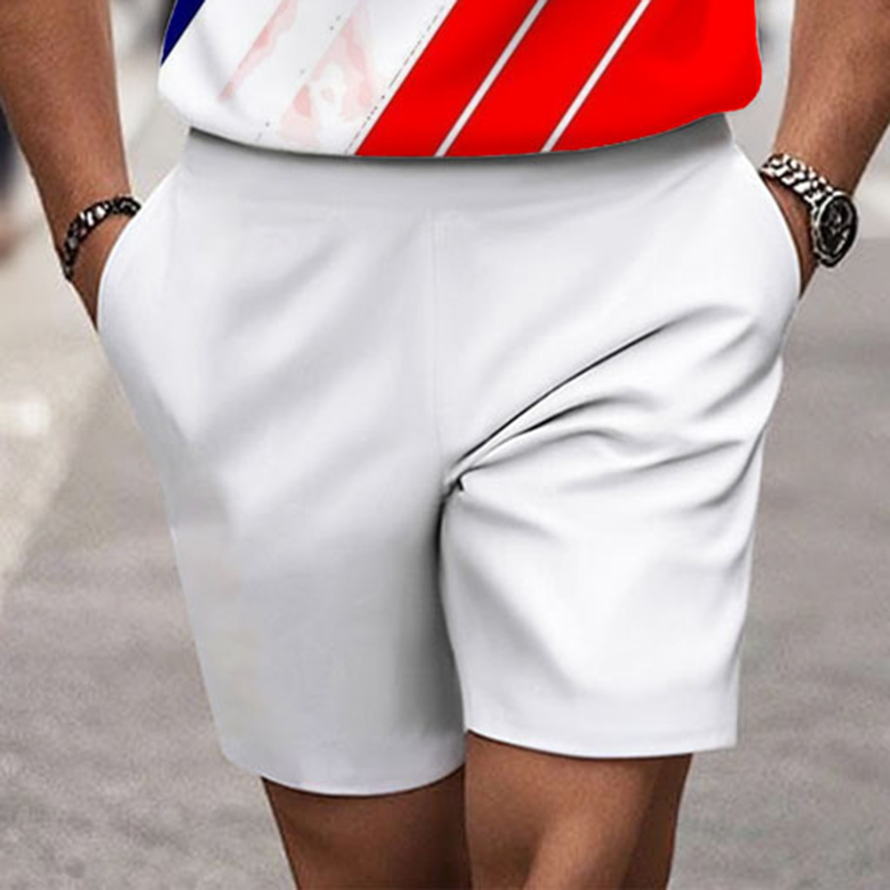 Men's Fashion Casual Round-Neck Geometric Printed Short-Sleeved Two-Piece Set