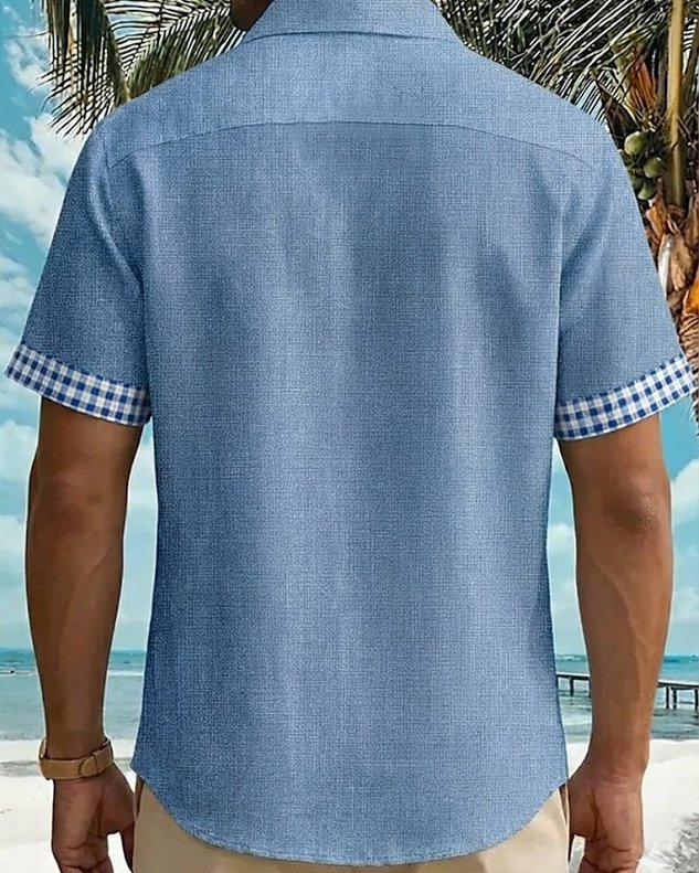 FIP Vintage Basic Plaid Print Men's Button Pocket Short Sleeve Shirt Big & Tall