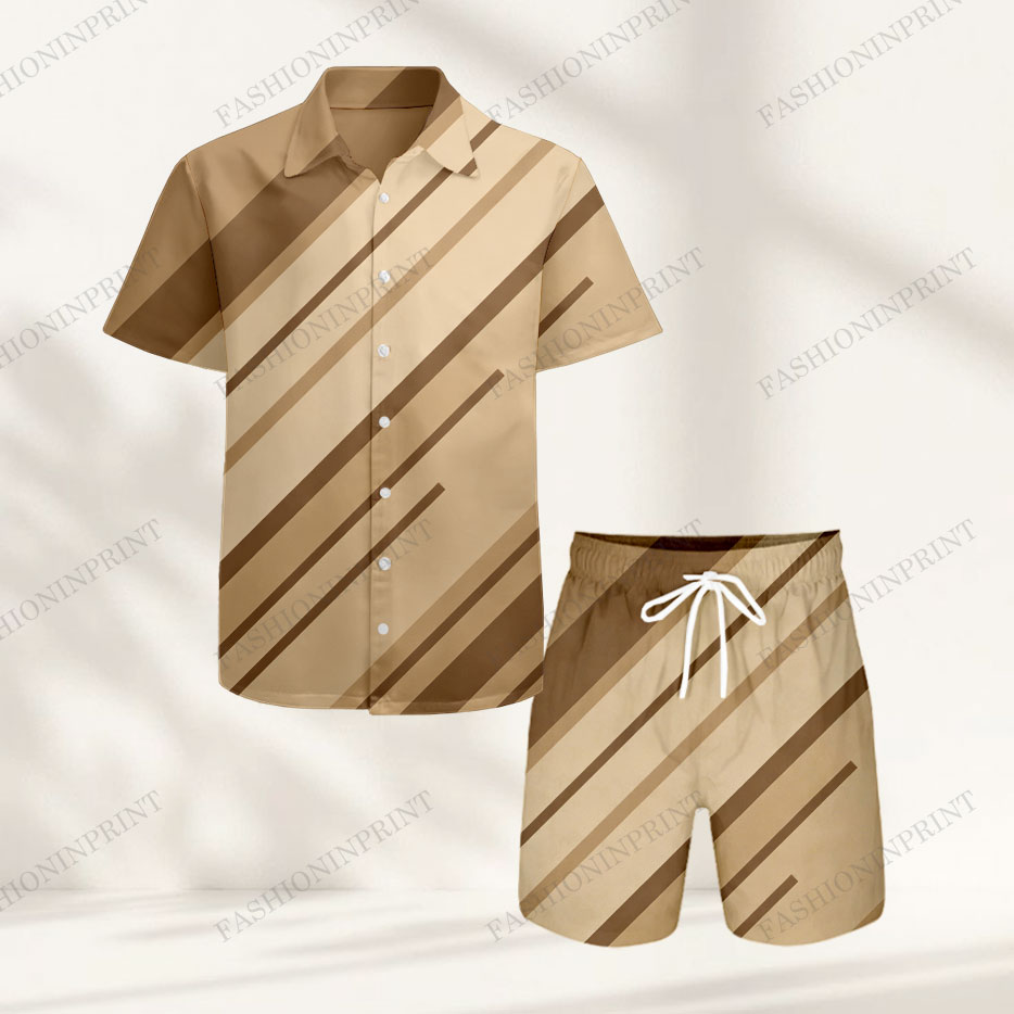 Men's Casual Short-Sleeved Shirt And Shorts Two-Piece Set