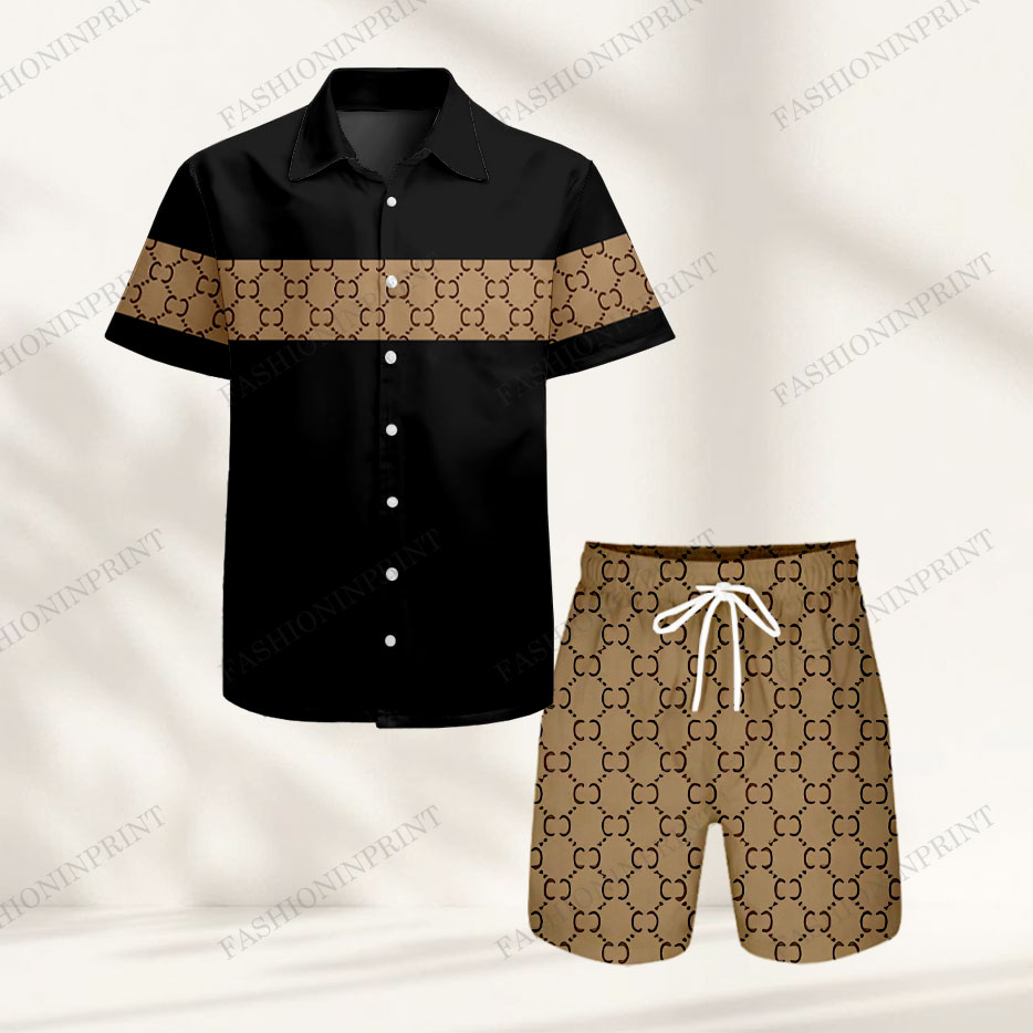 Men's Casual Short-Sleeved Shirt And Shorts Two-Piece Set