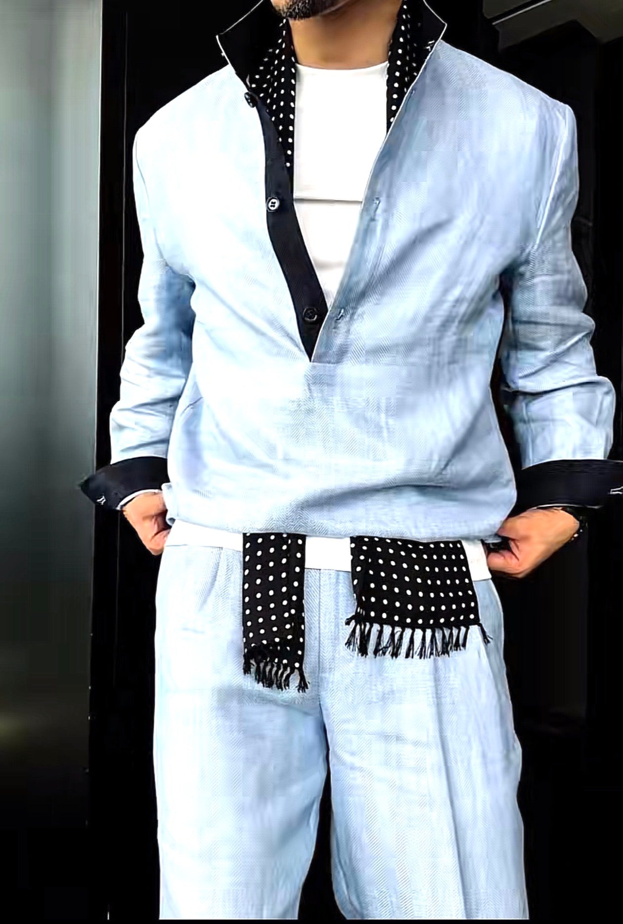 Premium Linen Mandarin Collar Suit