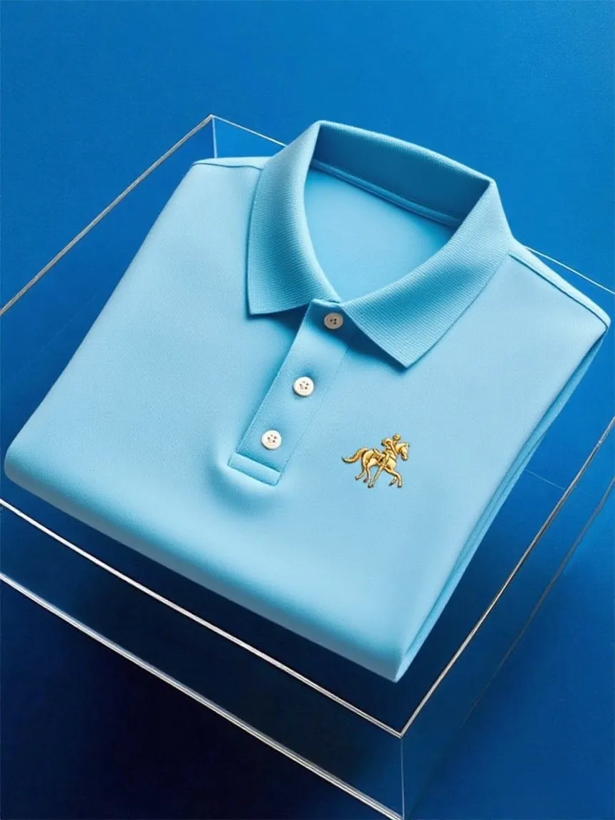 Men's Business Casual Button Short Sleeve Polo Shirt