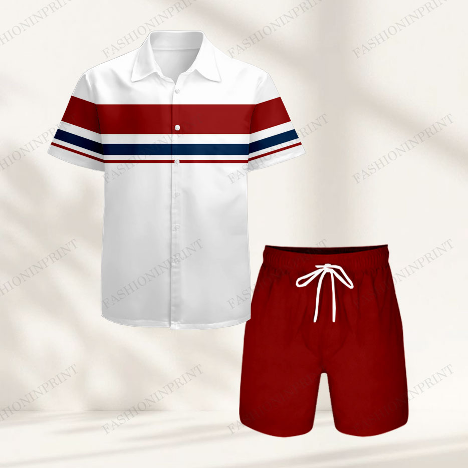 Men's Casual Short-Sleeved Shirt And Shorts Two-Piece Set