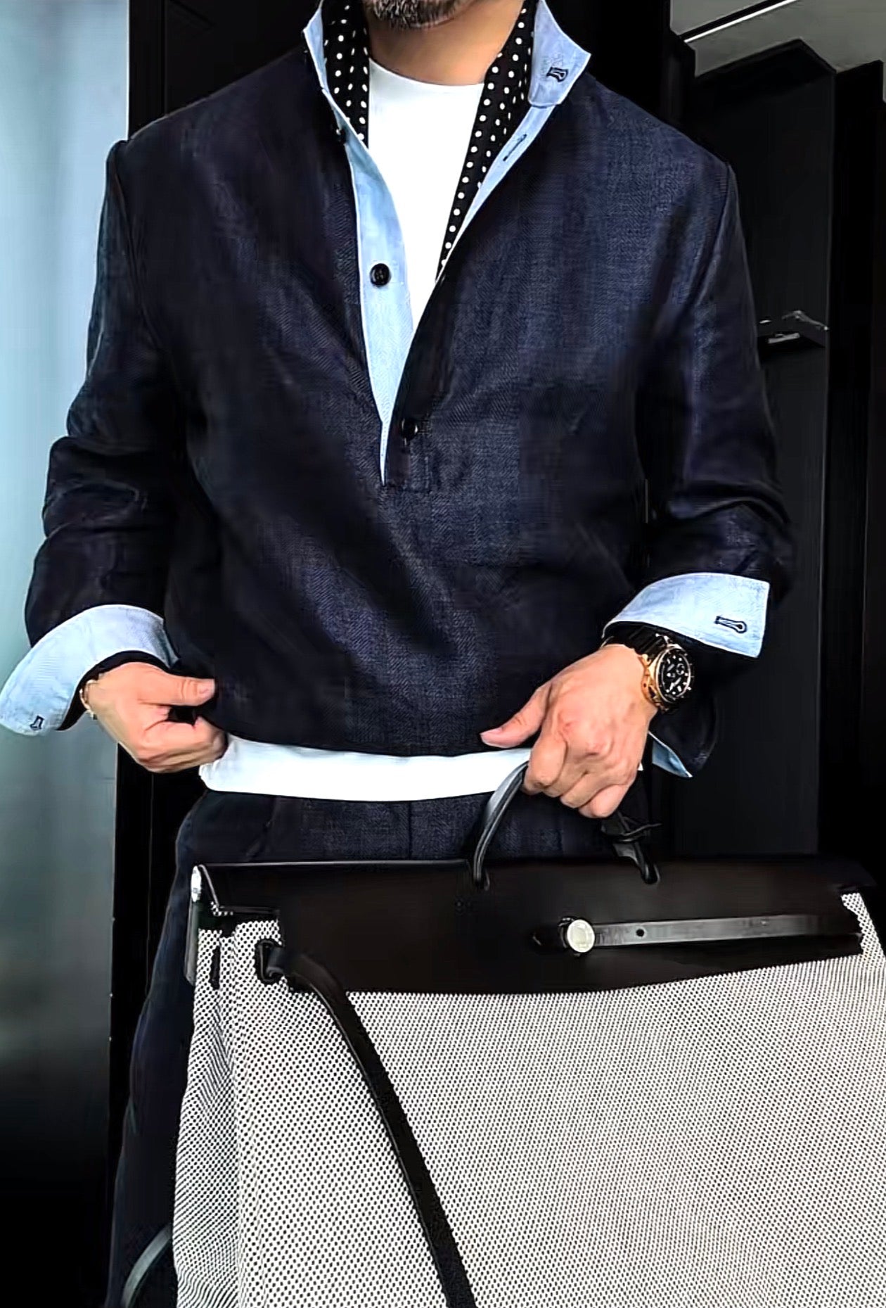 Premium Linen Mandarin Collar Suit