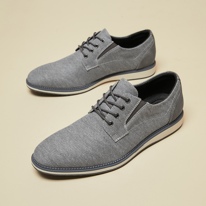 Men's Retro Business Pointed Lace-Up Canvas Shoes