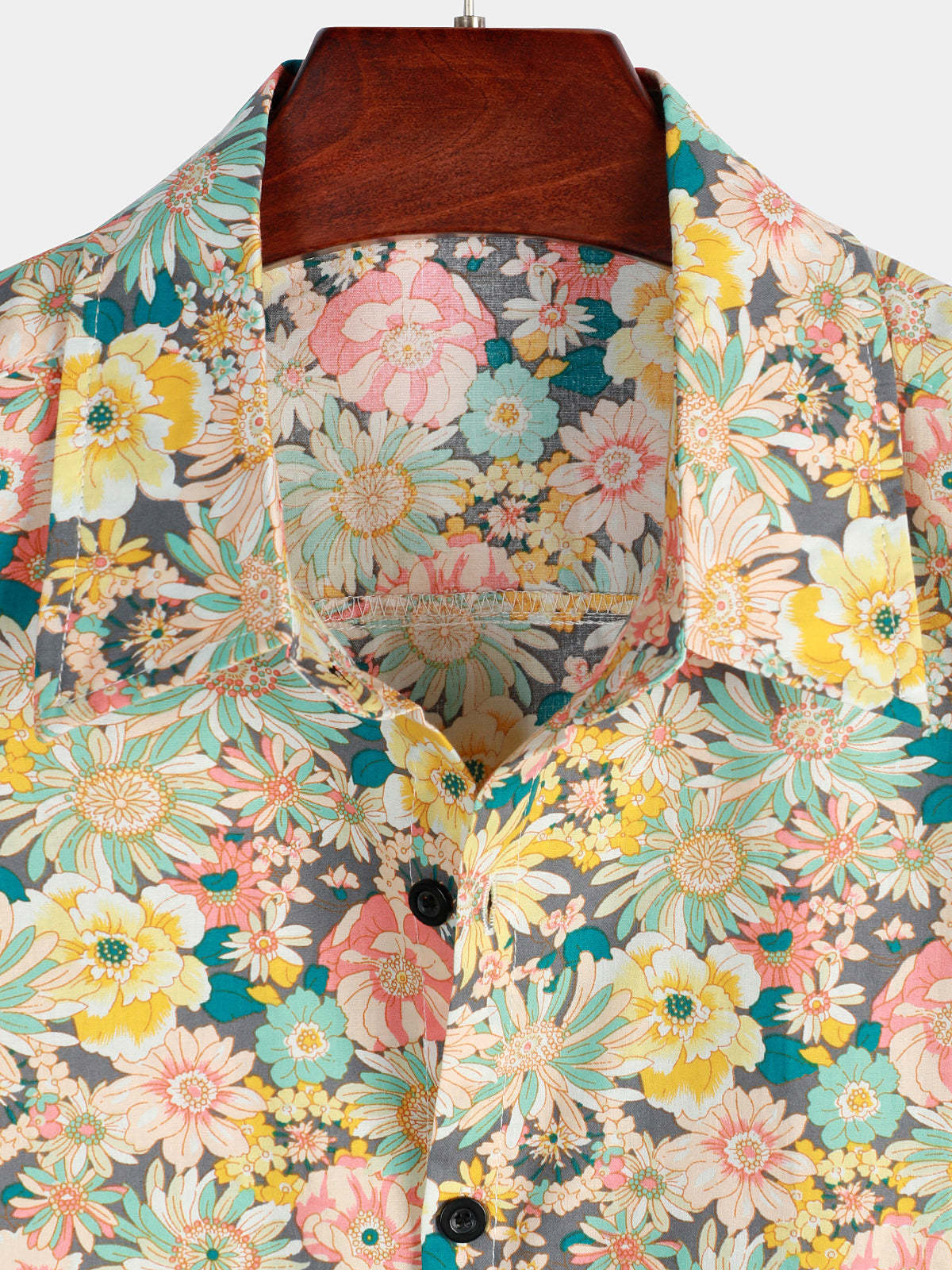 Men's Floral Cotton Casual Button Up Short Sleeve Shirt – fashioninprint
