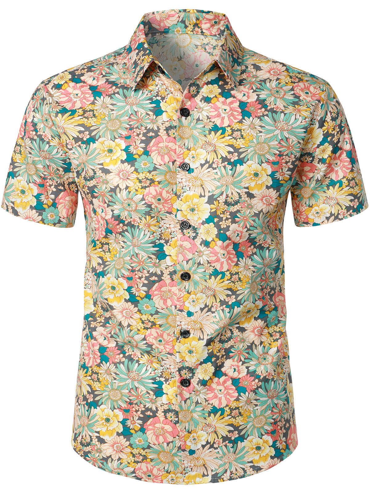 Men's Floral Cotton Casual Button Up Short Sleeve Shirt – fashioninprint