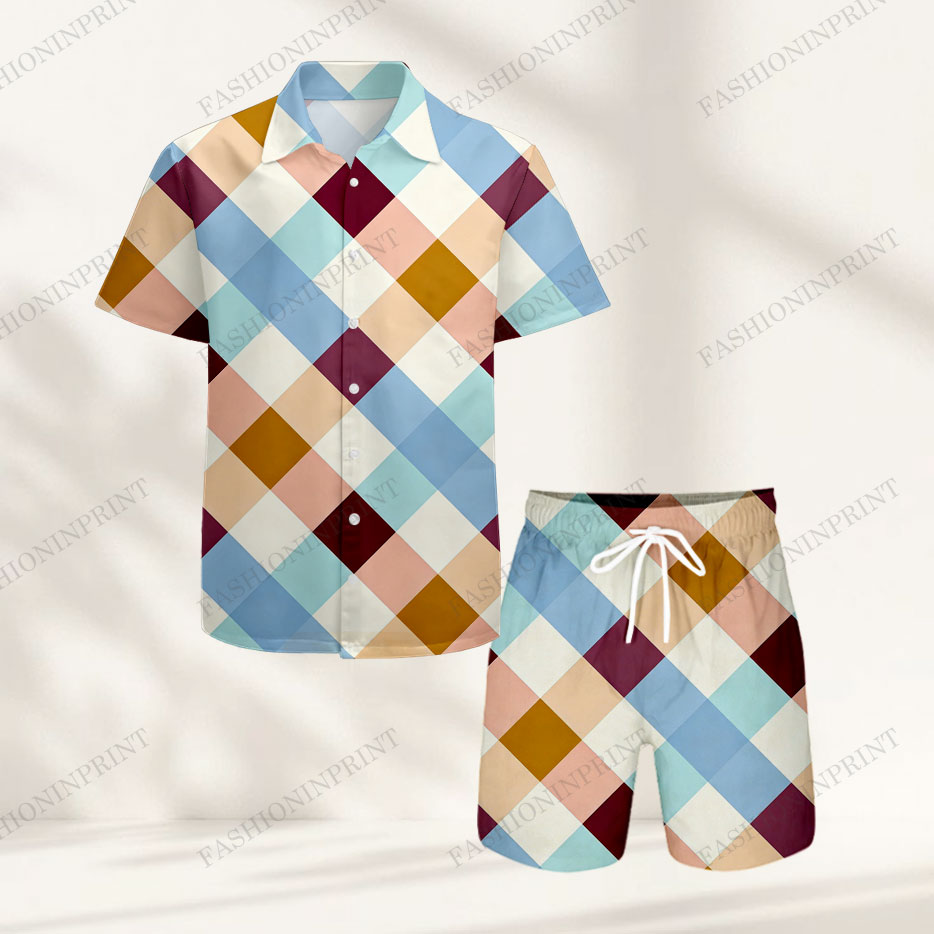 Men's Casual Short-Sleeved Shirt And Shorts Two-Piece Set