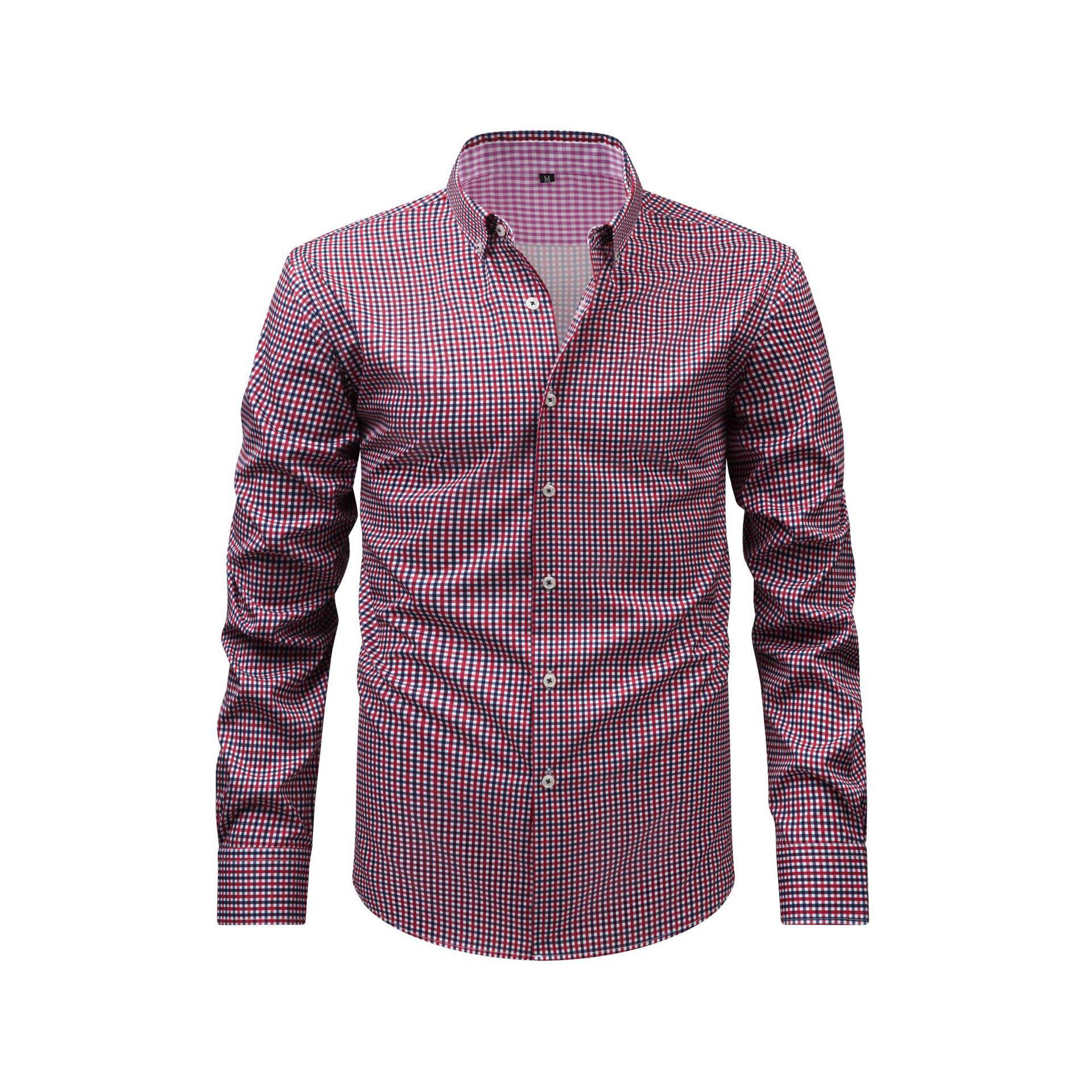 Men's Plaid Printed Daily Business Long Sleeves Blouses&Shirts Tops