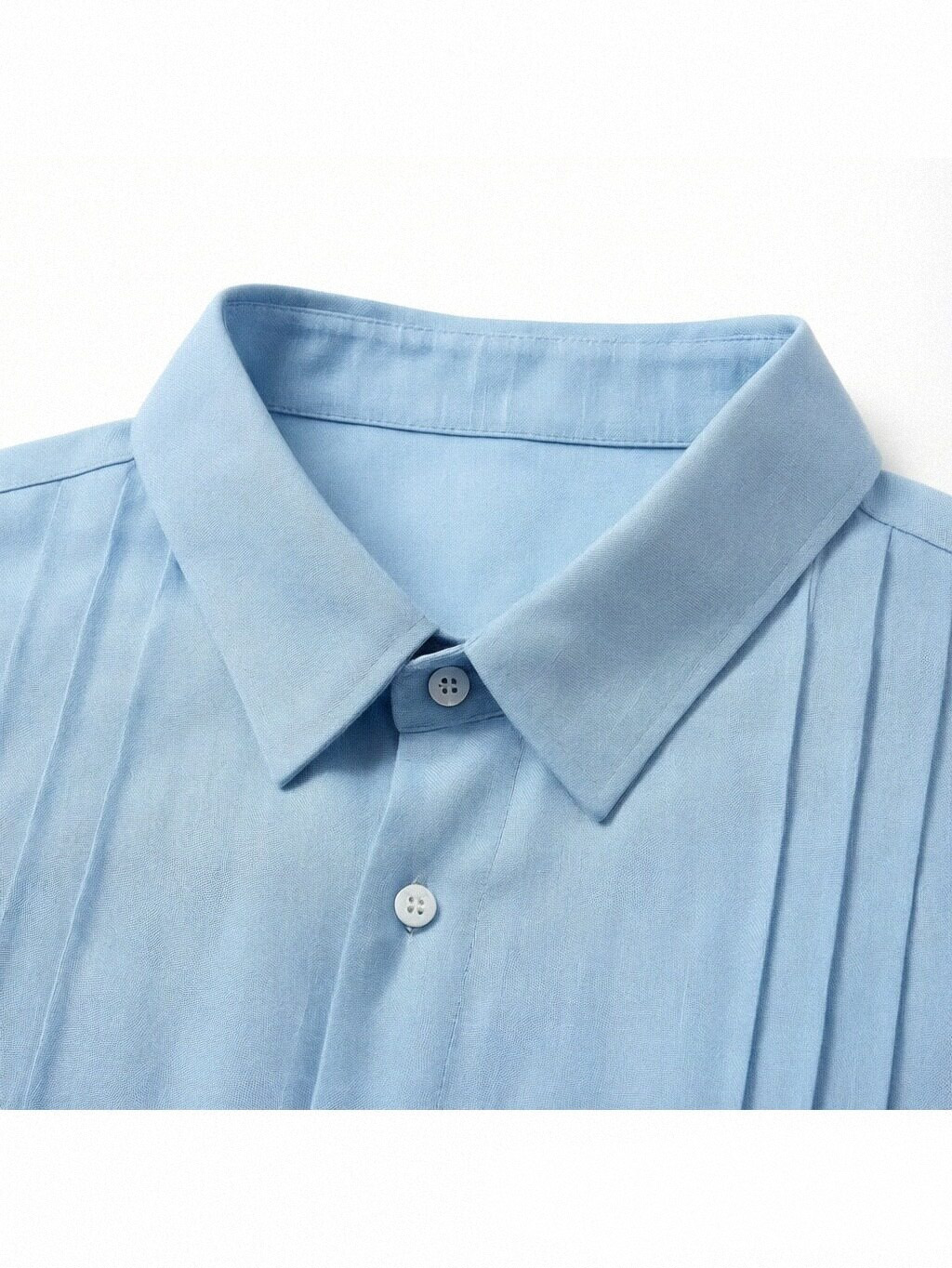 Men's Daily All-match Solid Color Pleated Short-sleeved Casual Shirt