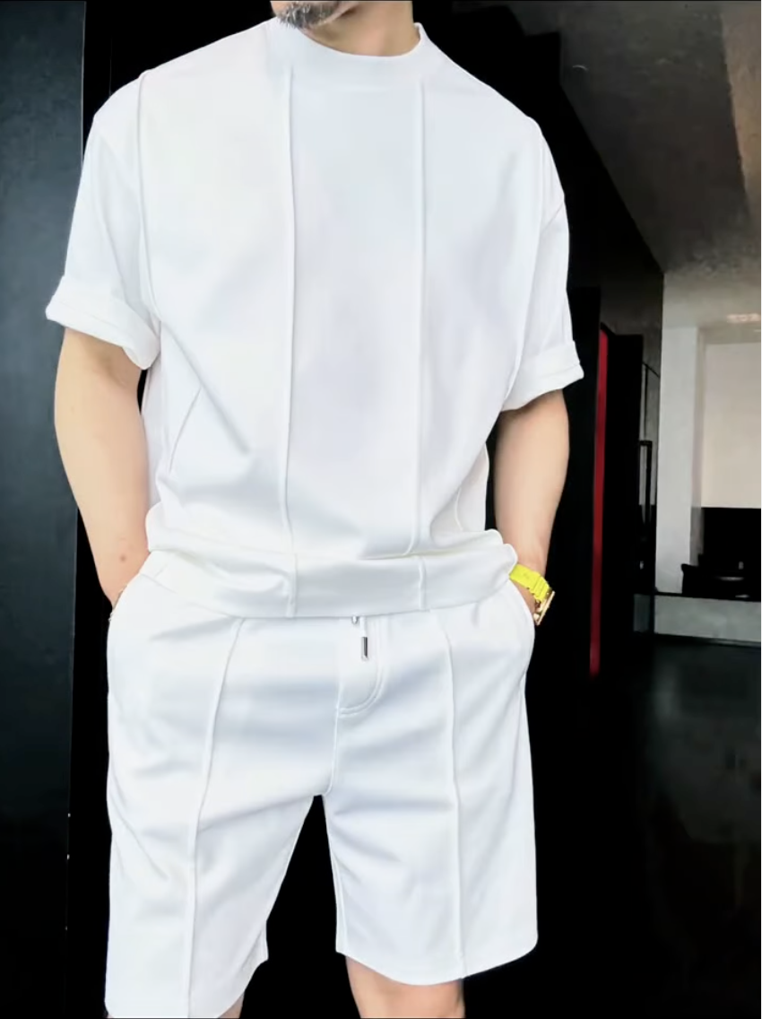 Luxury Premium 2-Piece Summer Set | Round Neck Short Sleeve T-shirt & Breathable Shorts for Men